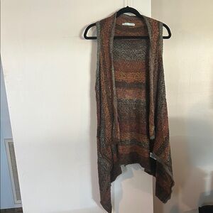 Maurices Brown and Orange Open Front Sweater Vest